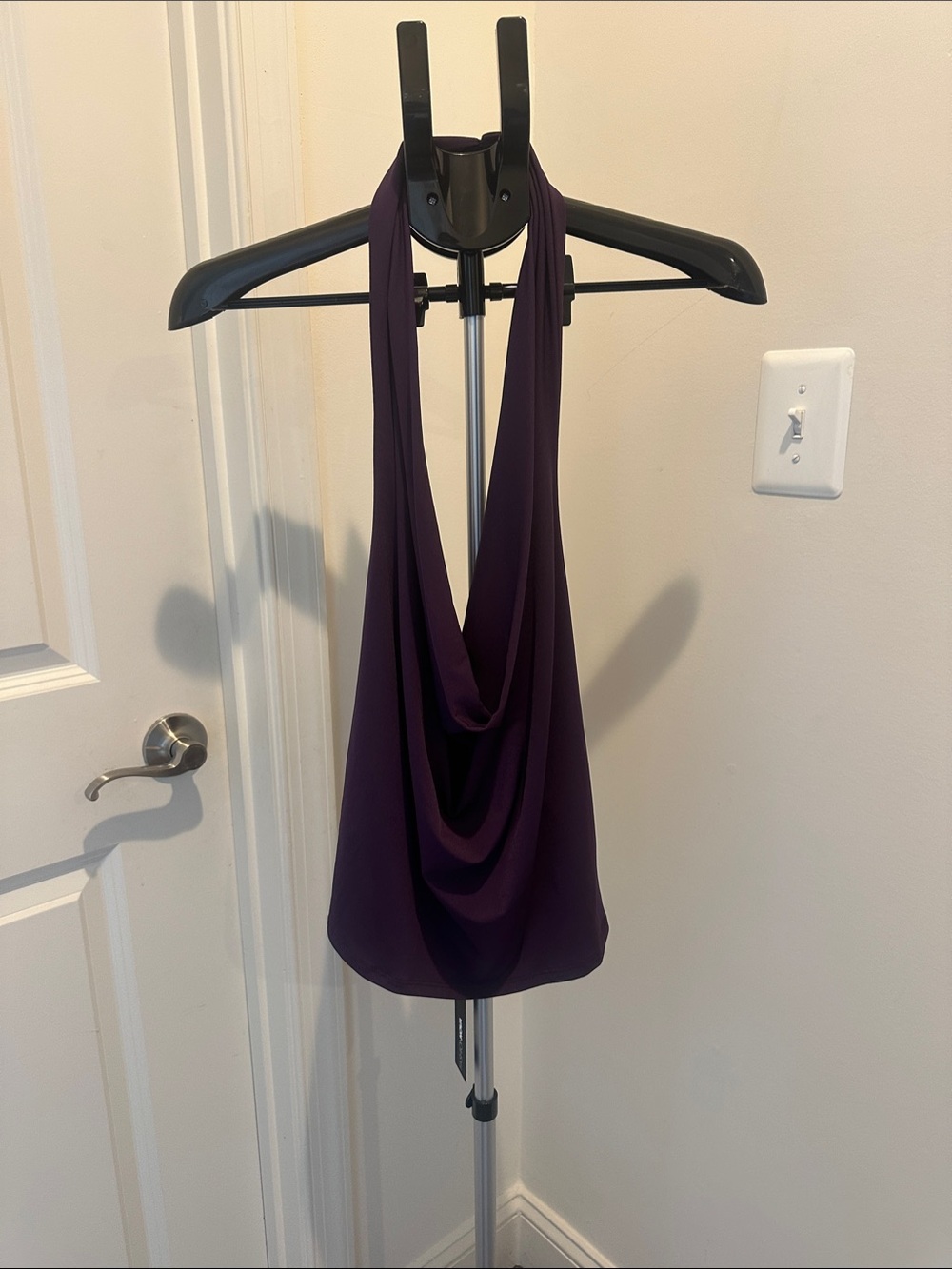 Fashion Nova Deep Plum Draped Halter Cowl Tank